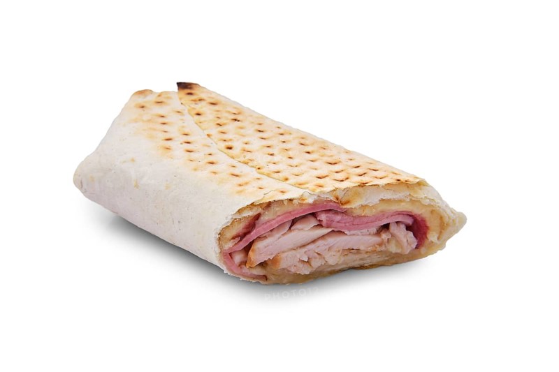 Shawarma with cheese and different types of ham