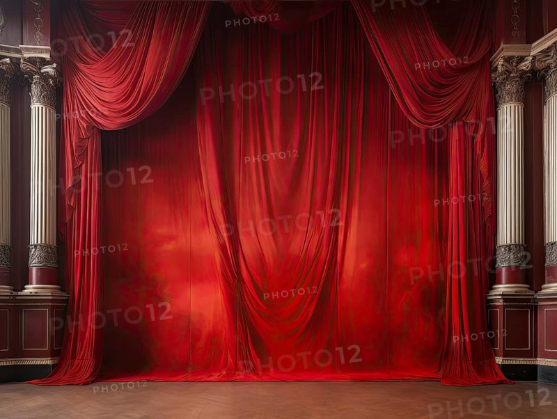 Theatre stage with curtain in a nostalgic theatre