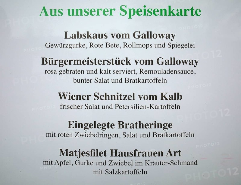 Typical menu