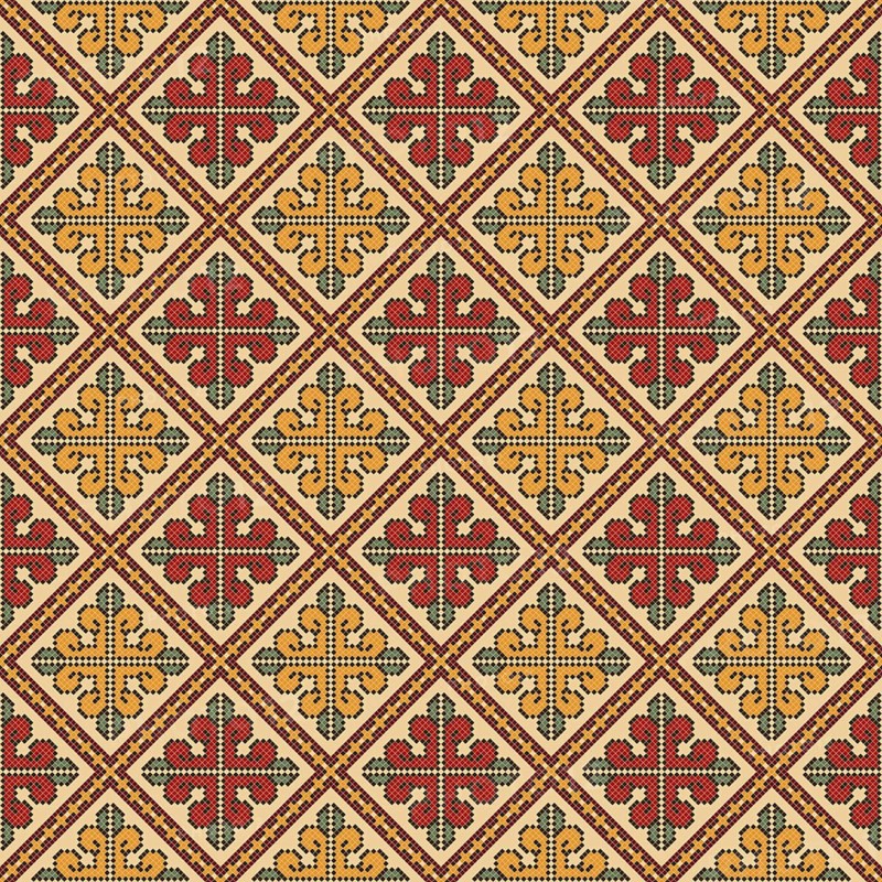 Traditional Georgian folk art embroidery vector pattern