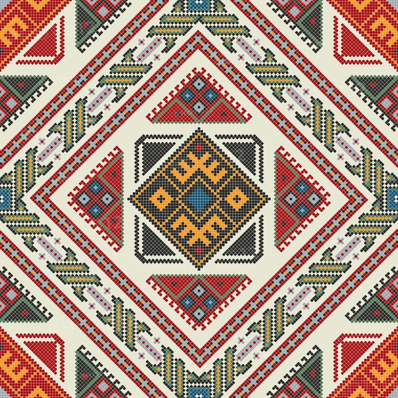 Traditional Georgian folk art embroidery vector pattern