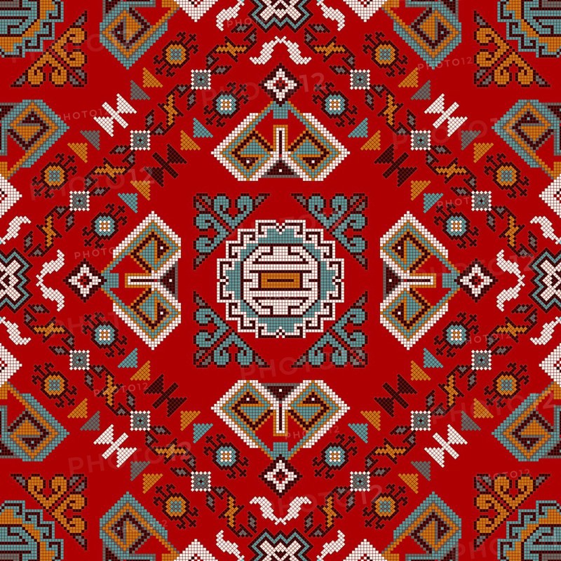Traditional Georgian folk art embroidery vector pattern