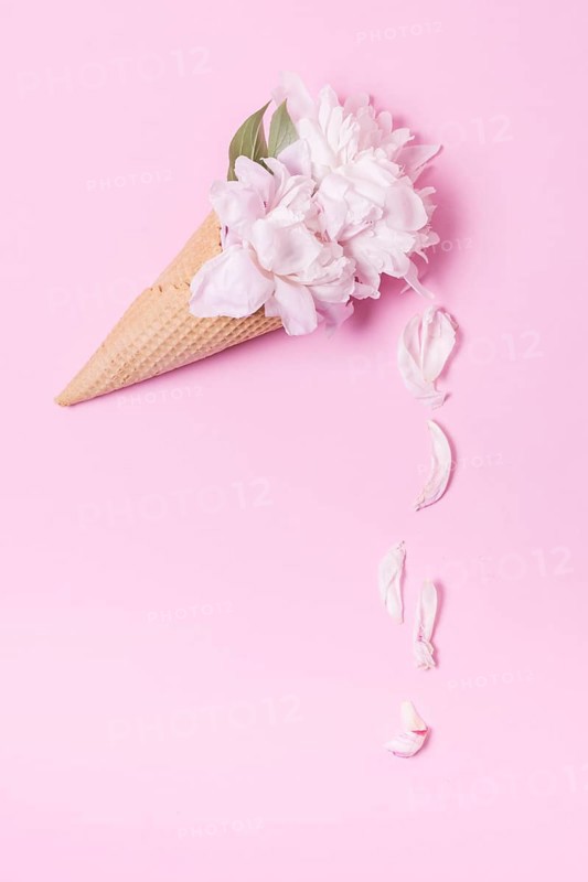Abstract floral ice cream cone with petals