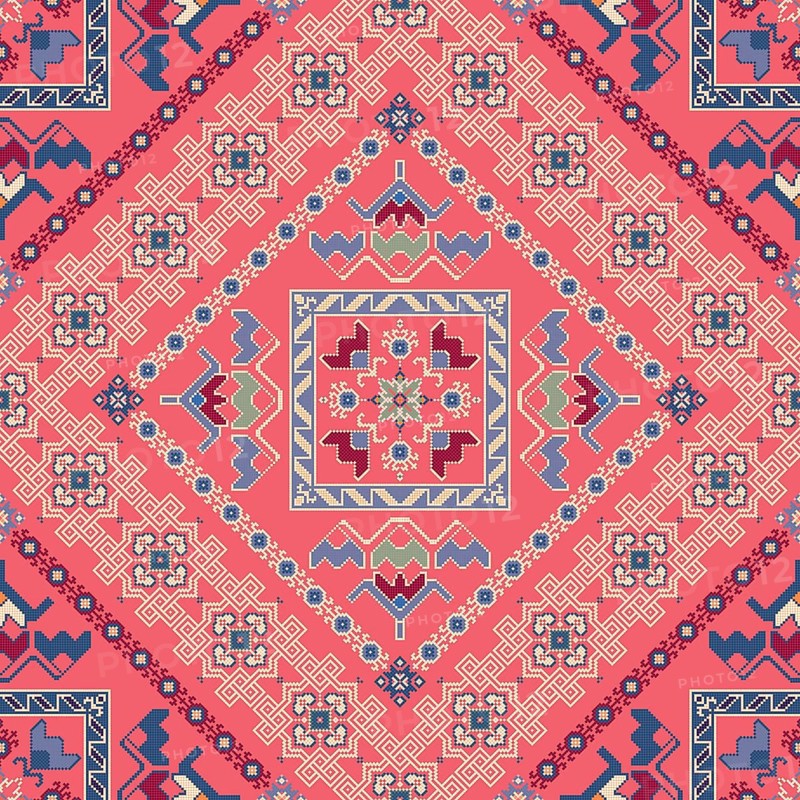 Traditional Georgian folk art embroidery vector pattern