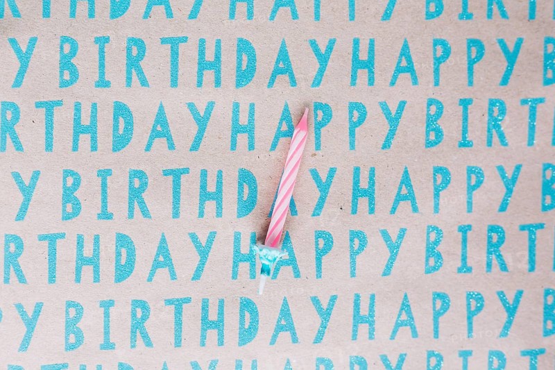 Single striped candle happy birthday paper