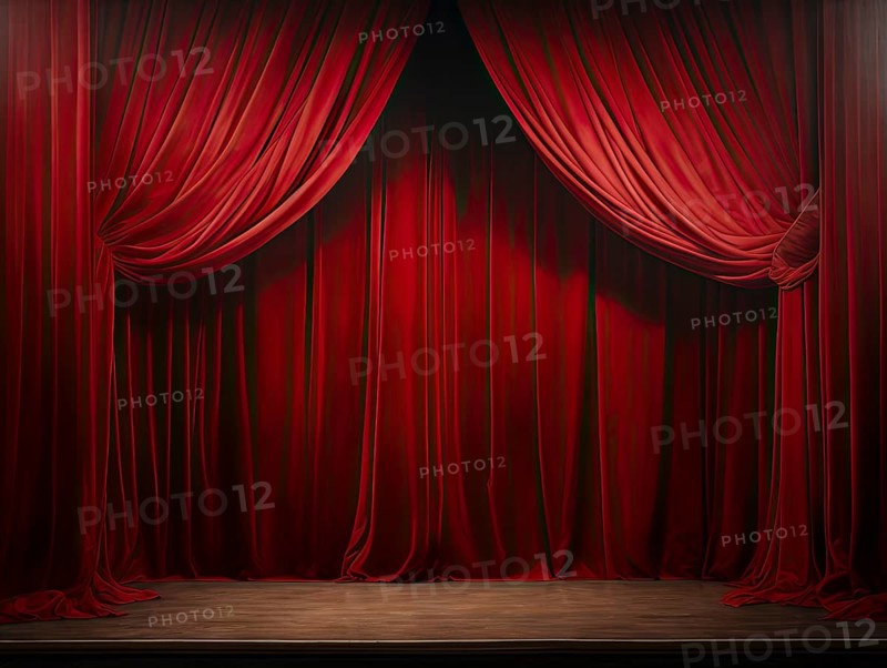 Theatre stage with curtain in a nostalgic theatre