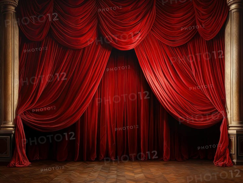 Theatre stage with curtain in a nostalgic theatre