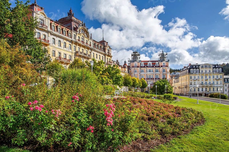 Historic Art Nouveau buildings at the spa park