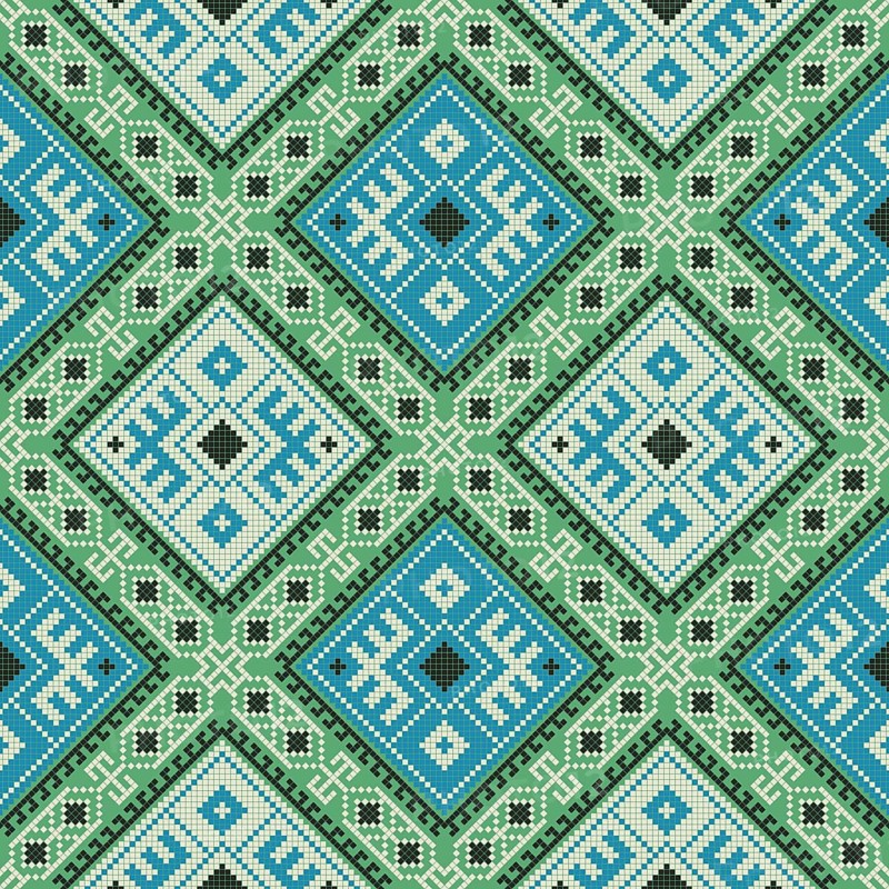 Traditional Georgian folk art embroidery vector pattern