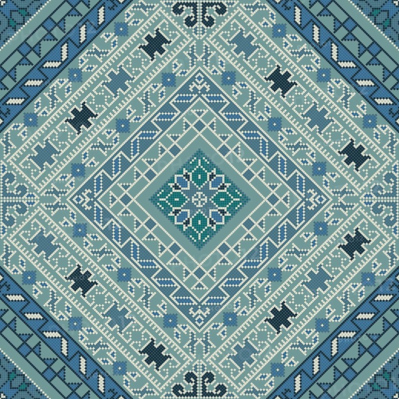 Traditional Georgian folk art embroidery vector pattern