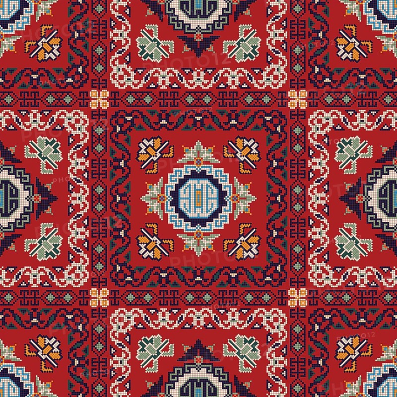 Traditional Georgian folk art embroidery vector pattern