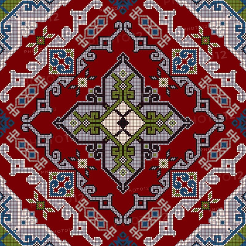 Traditional Georgian folk art embroidery vector pattern