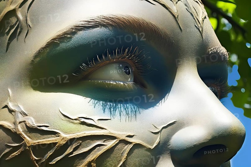 Close up of an eye of an esoteric statue on Easter Island