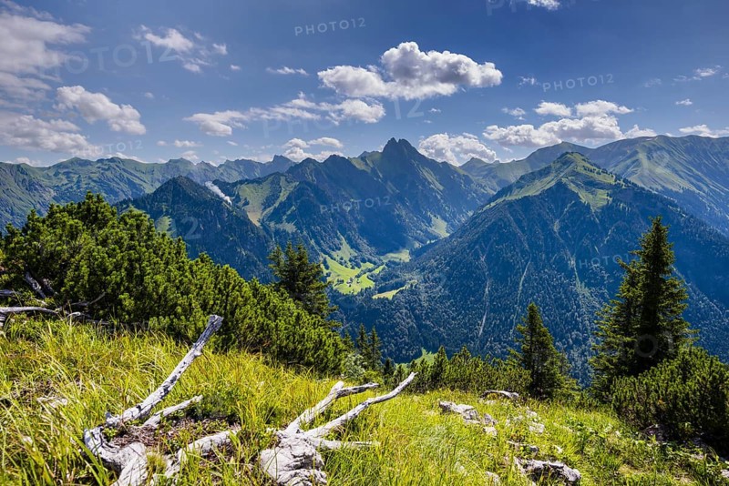 View from Himmelschrofen into the Dietersbach valley with Gerstruben