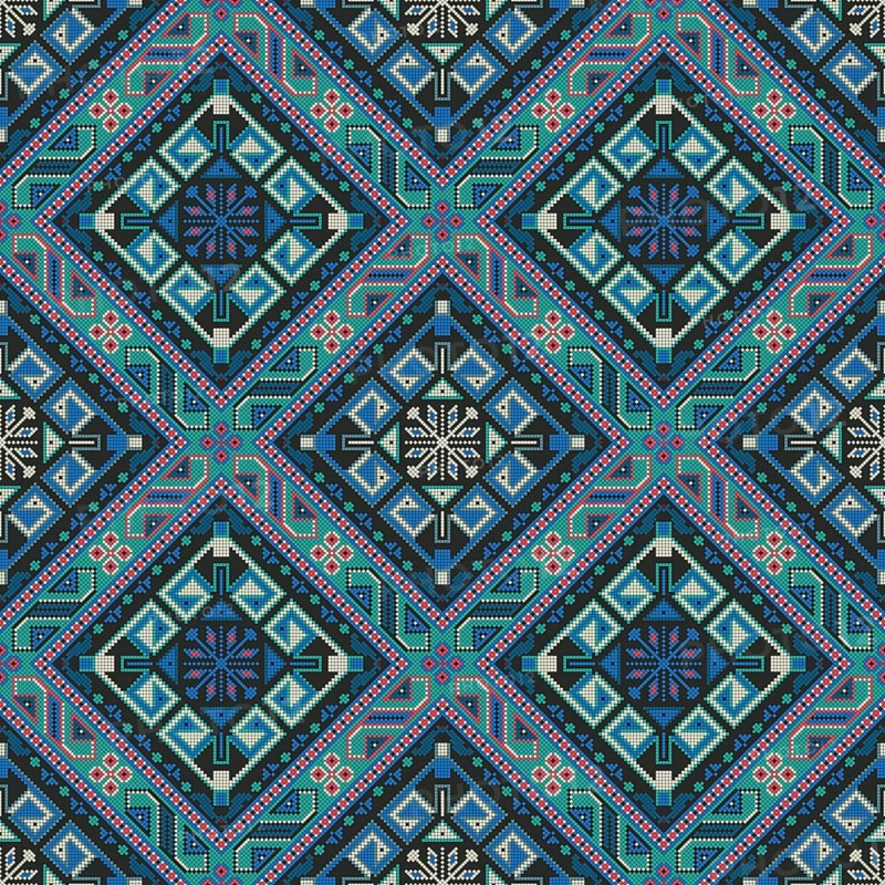 Traditional Georgian folk art embroidery vector pattern