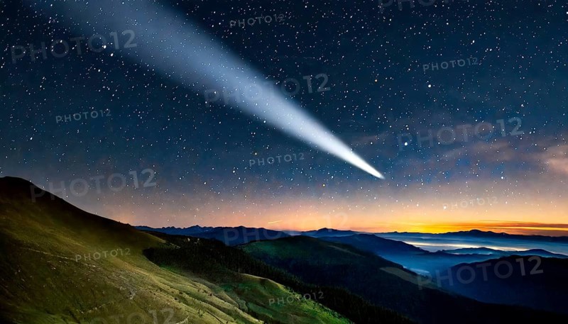 A comet races across the earth