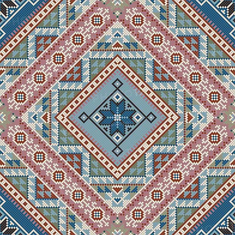 Traditional Georgian folk art embroidery vector pattern