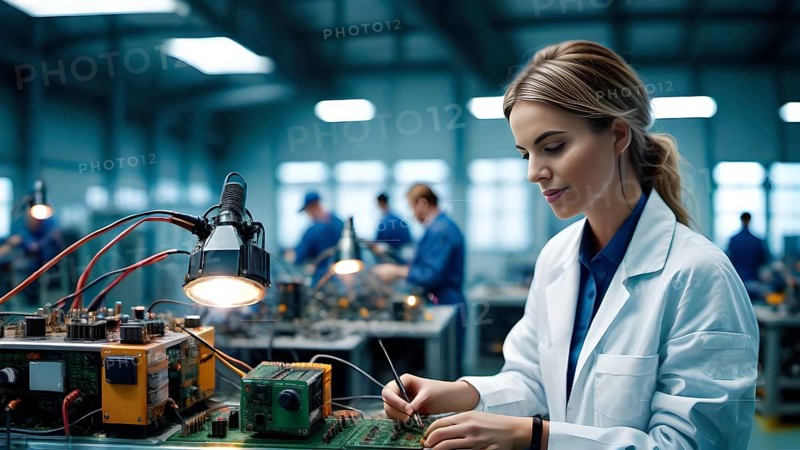 Electrical engineer works on a circuit board