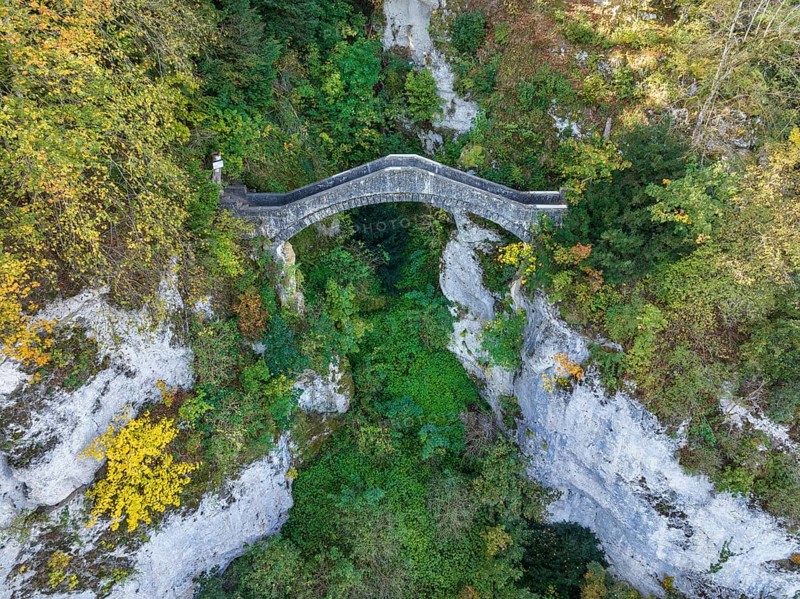 Aerial view of the arch bridge built in 1893