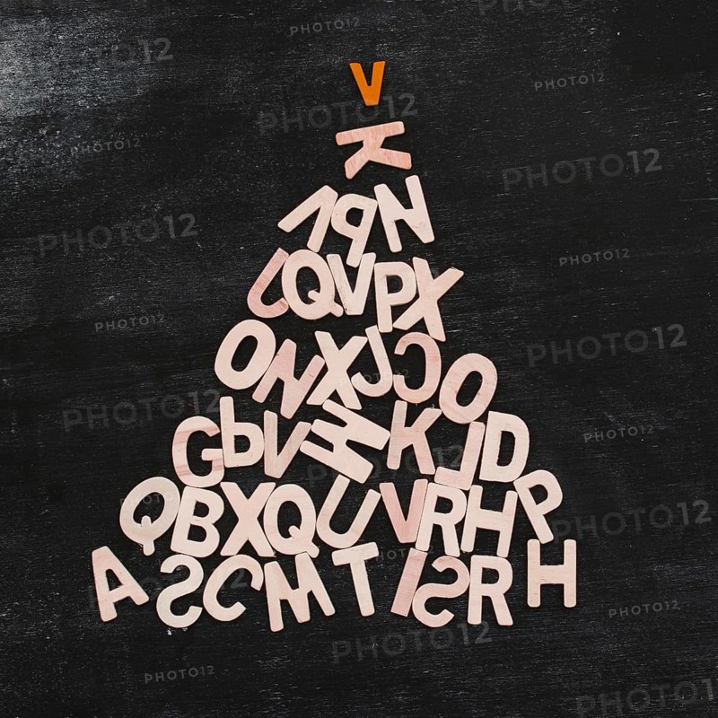 Christmas tree made from wooden letters