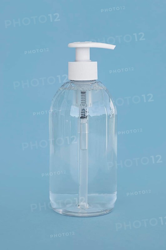 Front view transparent bottle liquid soap