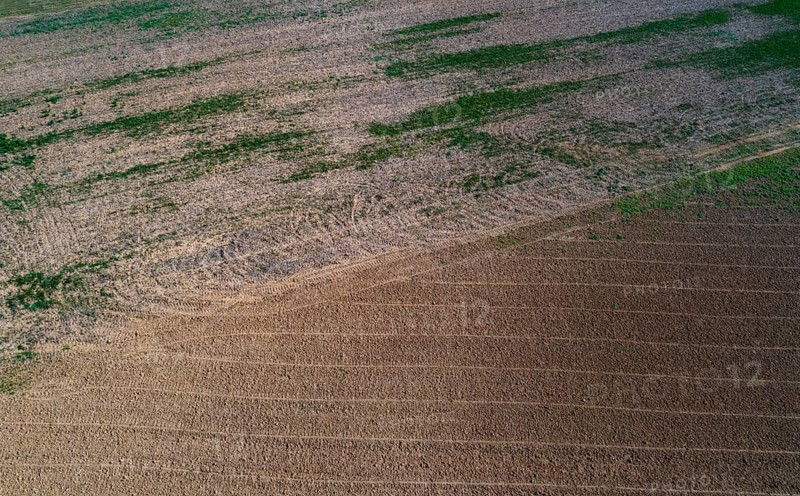 Drone view of harvested fields