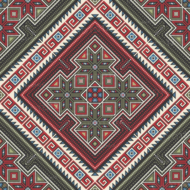 Traditional Georgian folk art embroidery vector pattern