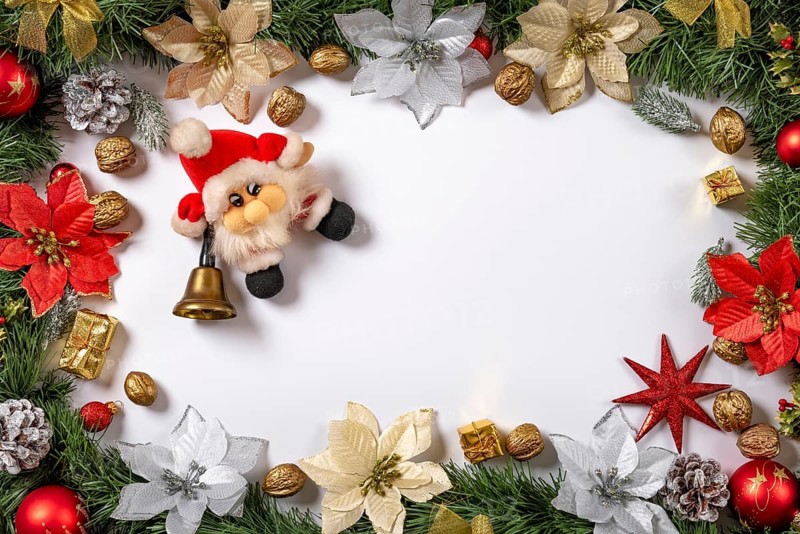 Christmas frame with fir garland