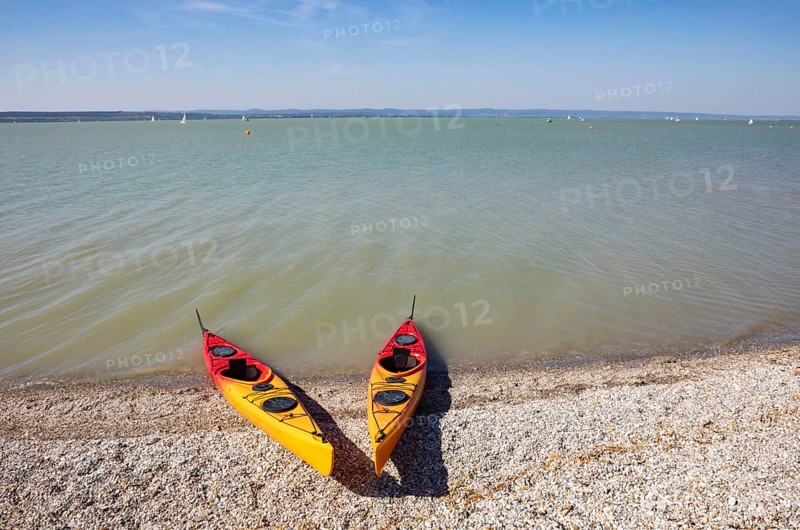 Two canoes on the beach at the seaside resort of Illmitz