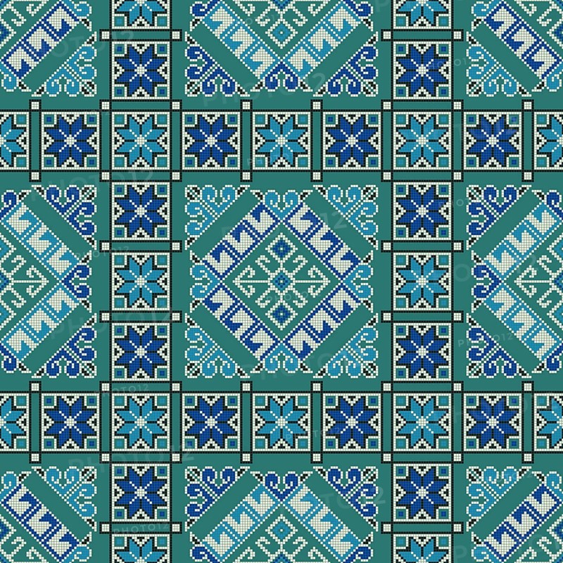 Traditional Georgian folk art embroidery vector pattern