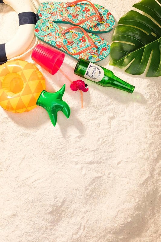 Exotic summer vacation items beach