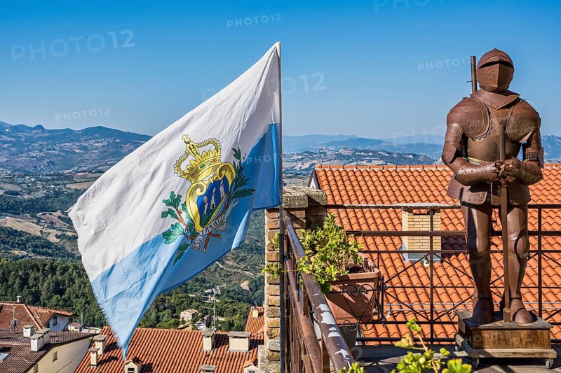 Flag and knight's armour