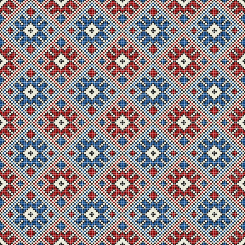Traditional Georgian folk art embroidery vector pattern