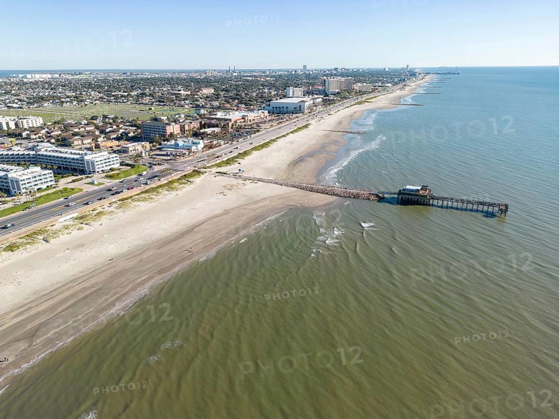 Aerial view of Galveston Beach