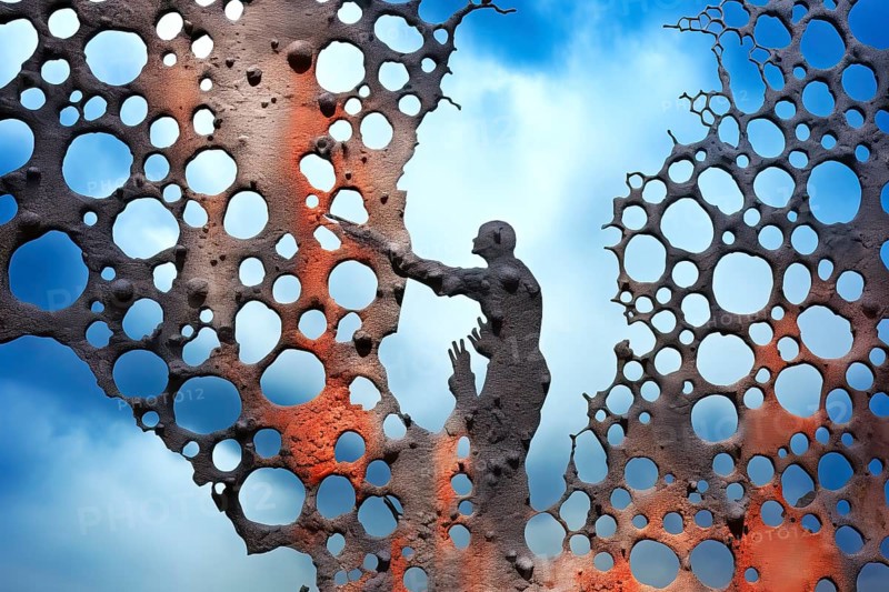 Esoteric man captured in a net of invasive blood vessels