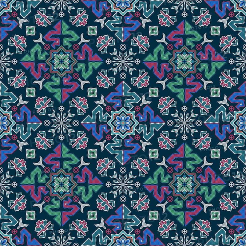 Traditional Georgian folk art embroidery vector pattern