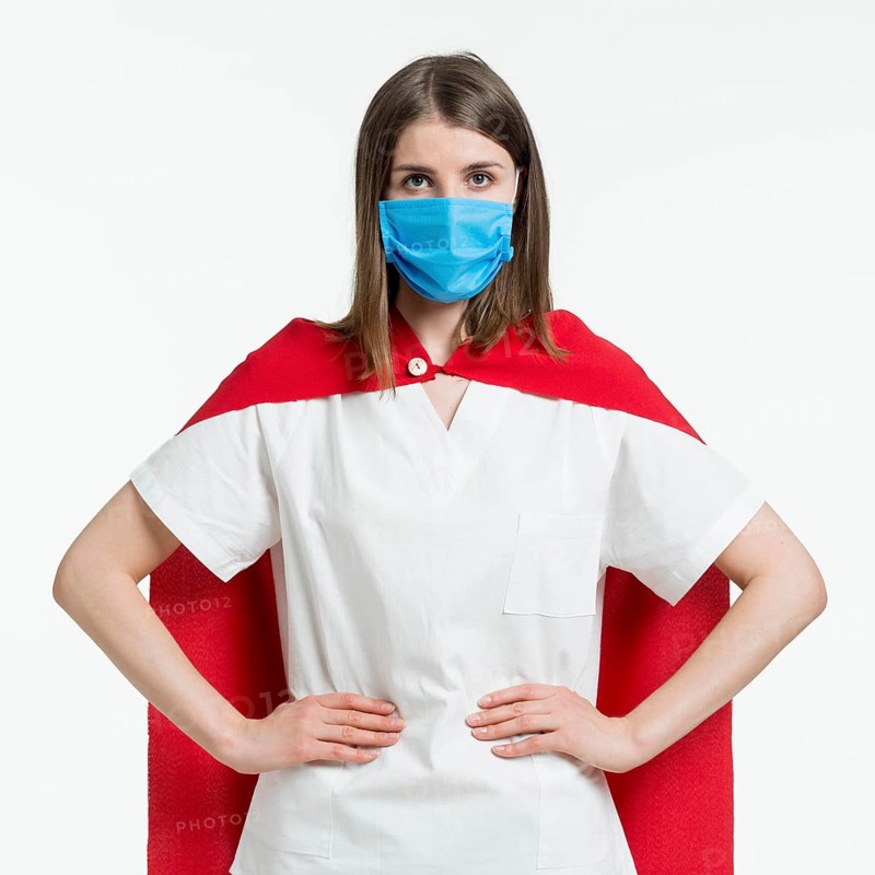 Front view woman with mask