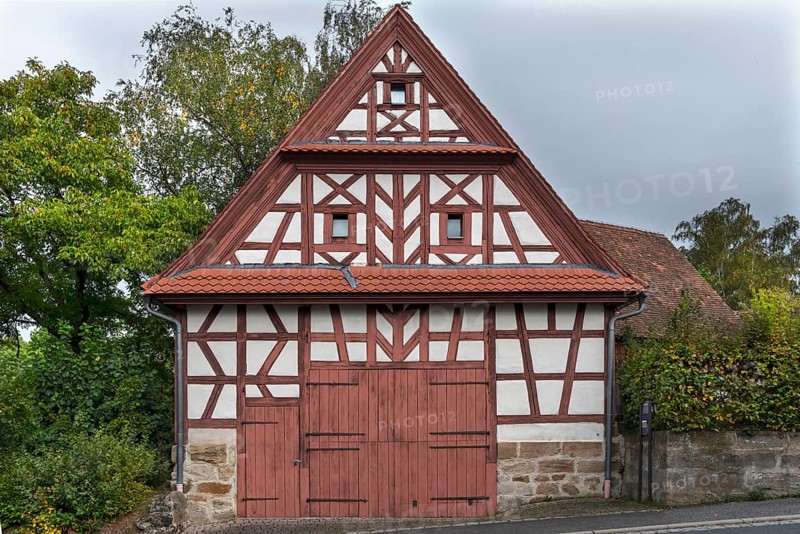 Historic half-timbered barn from 1835