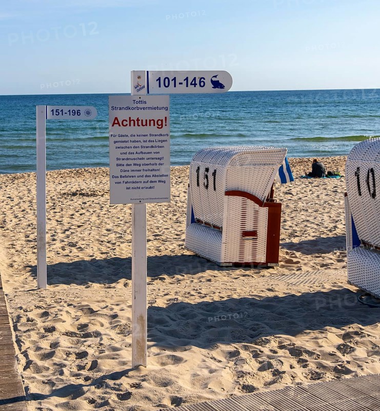 Beach and beach chairs in the Baltic seaside resort of Baabe