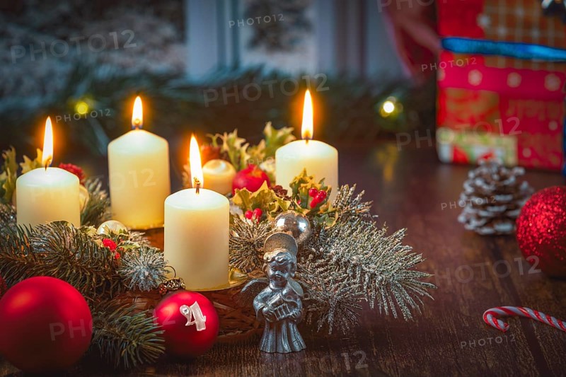 Advent wreath in front of window