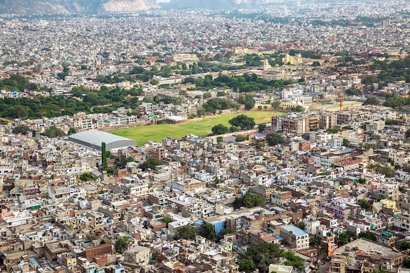 Aerial view of the Jaipur city from the Nahargarh fort