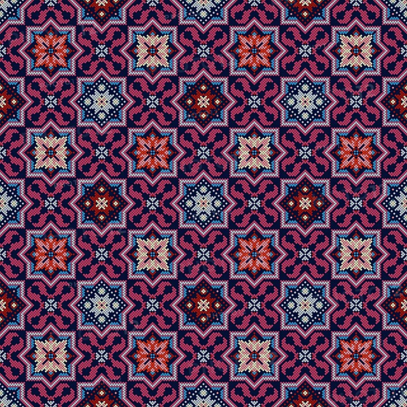 Traditional Georgian folk art embroidery vector pattern
