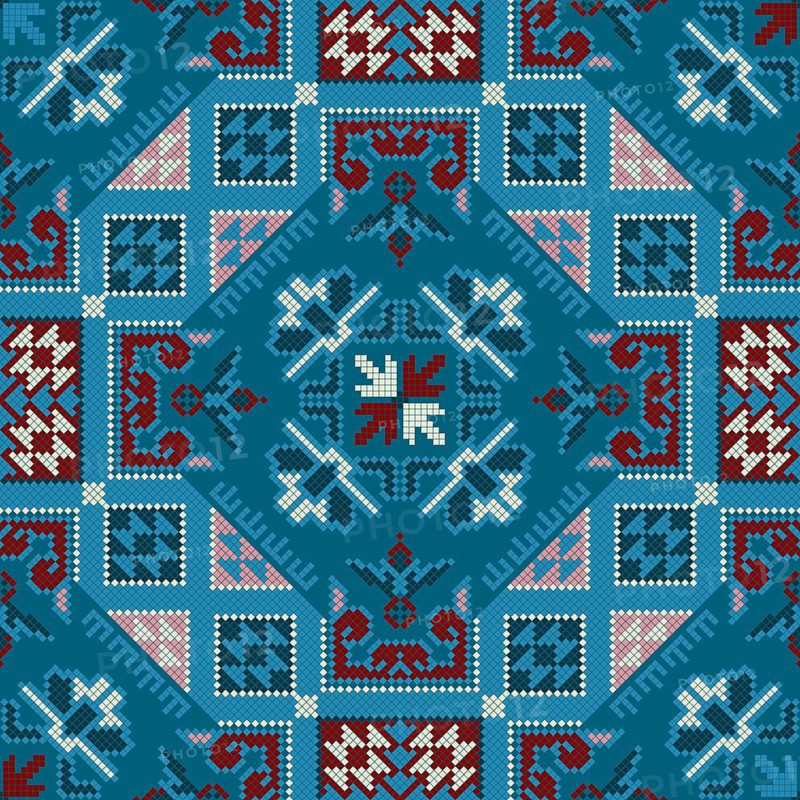 Traditional Georgian folk art embroidery vector pattern