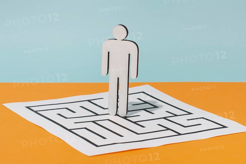 Cardboard man paper with puzzle