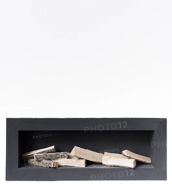 Close up minimalist fireplace
