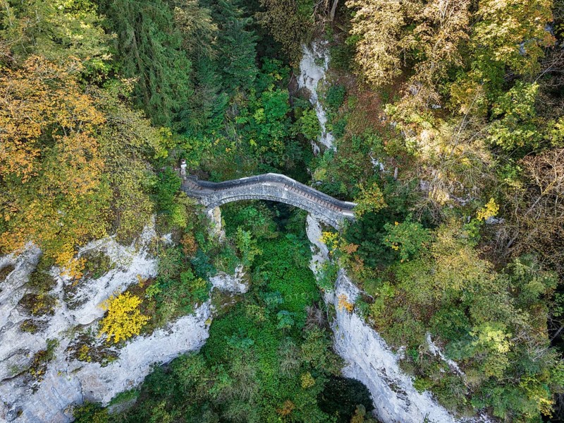 Aerial view of the arch bridge built in 1893