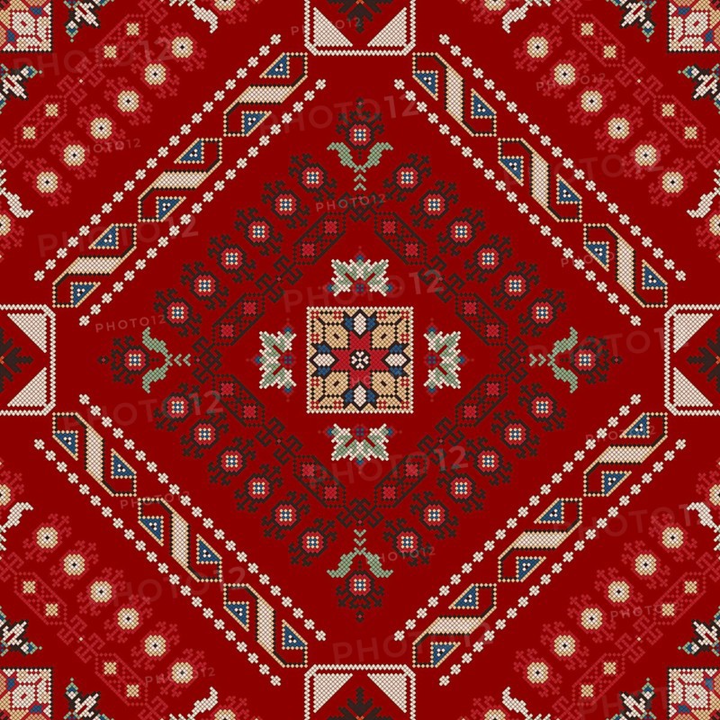 Traditional Georgian folk art embroidery vector pattern