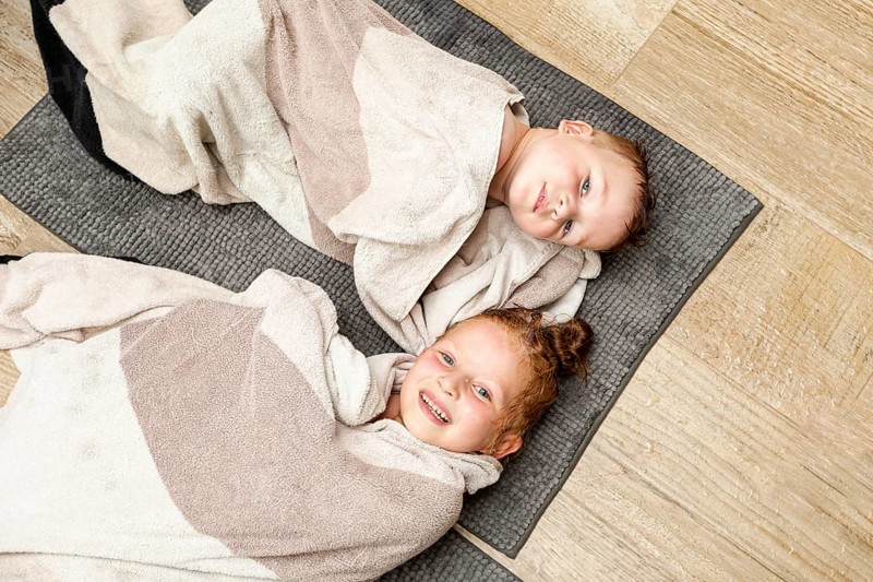 Top view smiley children floor