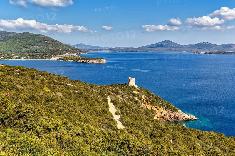 View of coastline with Bollo tower