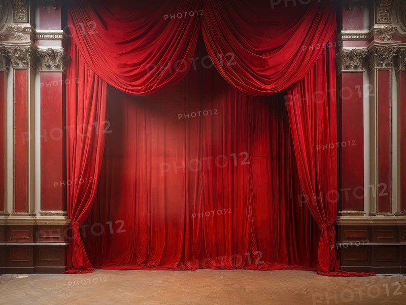 Theatre stage with curtain in a nostalgic theatre